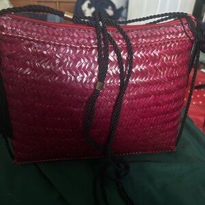 Elegant Red Woven Women's Bag